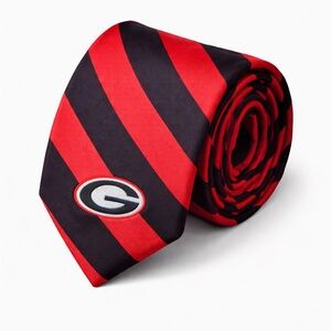 Merge Left Red Black Striped UGA Georgia Bulldogs 100% Silk Necktie 60x4